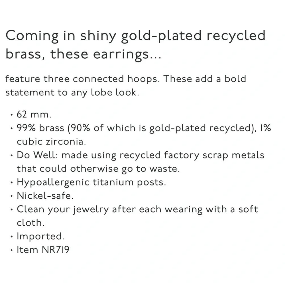 NWT Madewell Triple Hoop Earrings - Picture 5 of 5